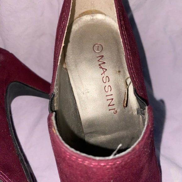 Burgundy Suede Red Mazzini Heeled Boots - Picture 3 of 5